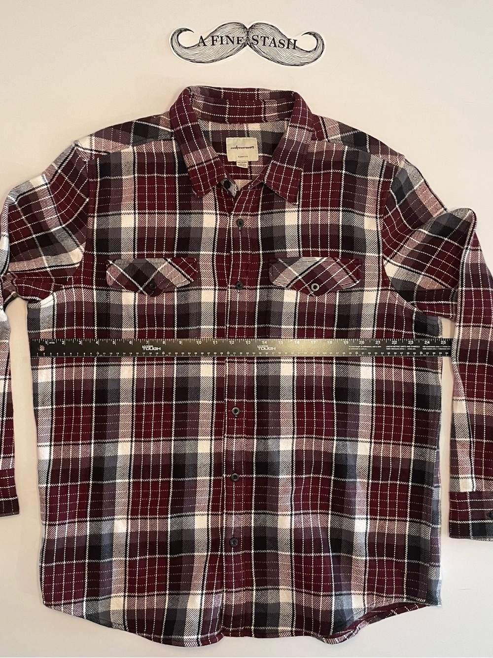 American Eagle Outfitters Burgundy, White & Black Plaid Button-Down Shirt